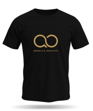Angella Okutoyi Black Tshirt Gold text